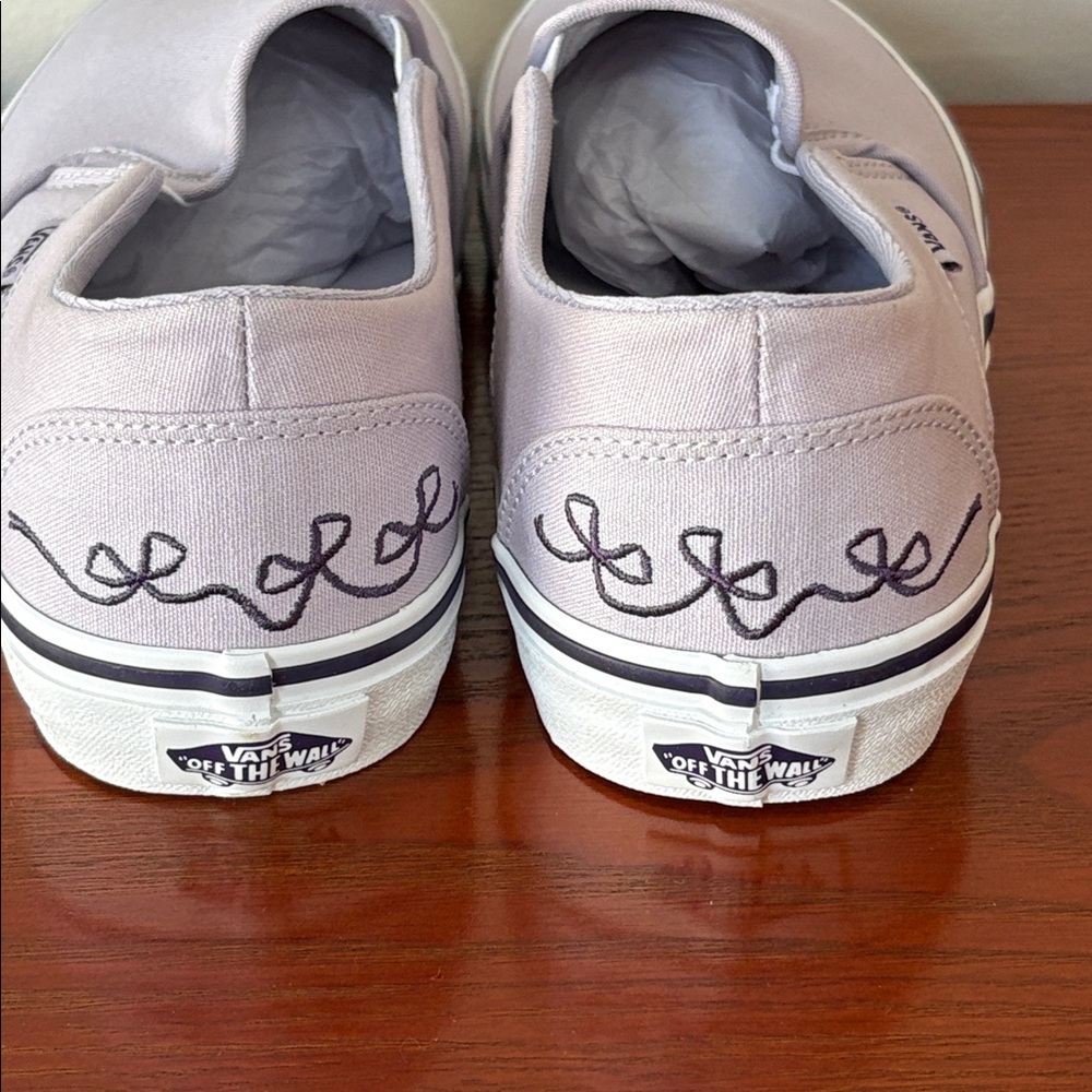 Vans Asher Mono Embroidery Lilac Slip On Women’s Shoes - Picture 3 of 14